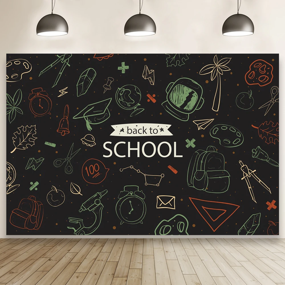 

Blackboard Pictorial for Students' Back To School Season Cartoon Background Child Party Studio Photography Booth Banner Backdrop