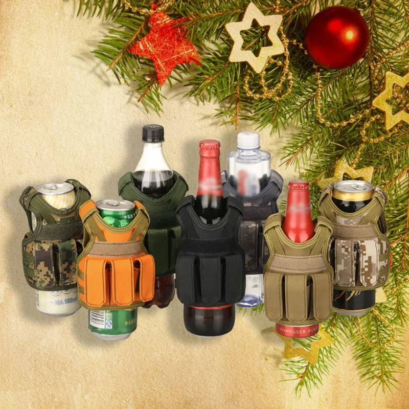 

Balight Mini Tactical Vest Camping Beer Bottle Cover Nylon Adjustable DIY Drinks Can Water Bottles Decoration KTV Bar Bottle