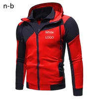 2021 new fake two piece splicing casual outdoor sports hoodie mens jacket zipper sweatshirt double zipper cardigan sweatshirt