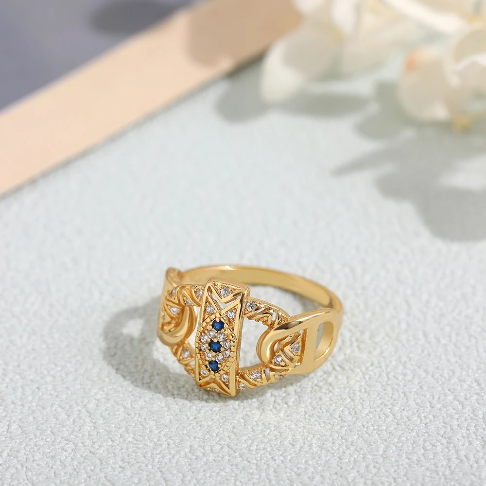 Lucky турецкий синий глаз кольца Золотой цвет медный Циркон сглаза Пальцы Кольца