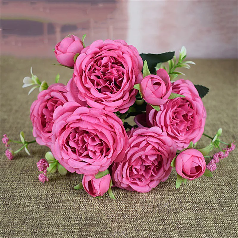 1pcs 30cm Silk Artificial Peony Bouquet Flowers Decor For Valentines Day Gifts DIY Home Wedding Party Decoration Cheap Fake Flow - купить по