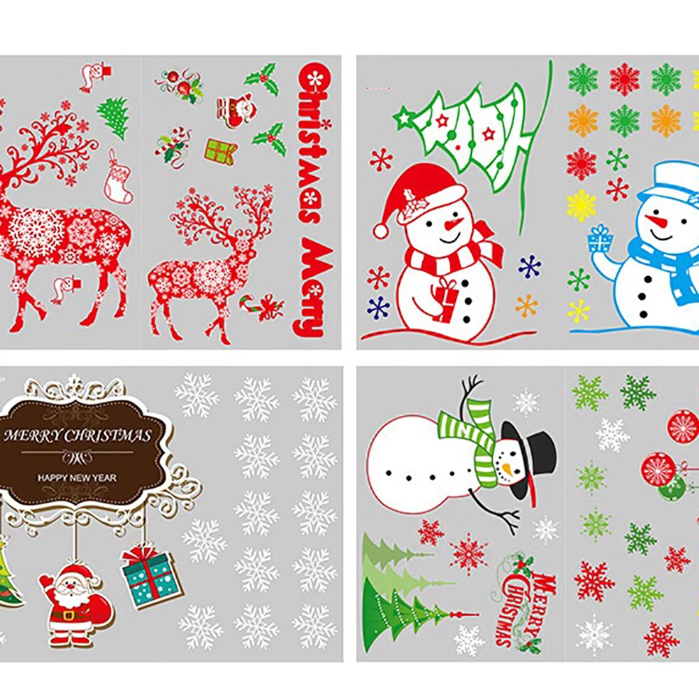 Рождественская красочная наклейка Новогоднее украшение окно самоклеящееся
