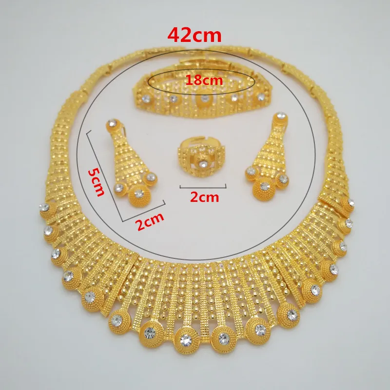 Дубай Золотой Цвет Ювелирные наборы для женщин большое ожерелье Африканский