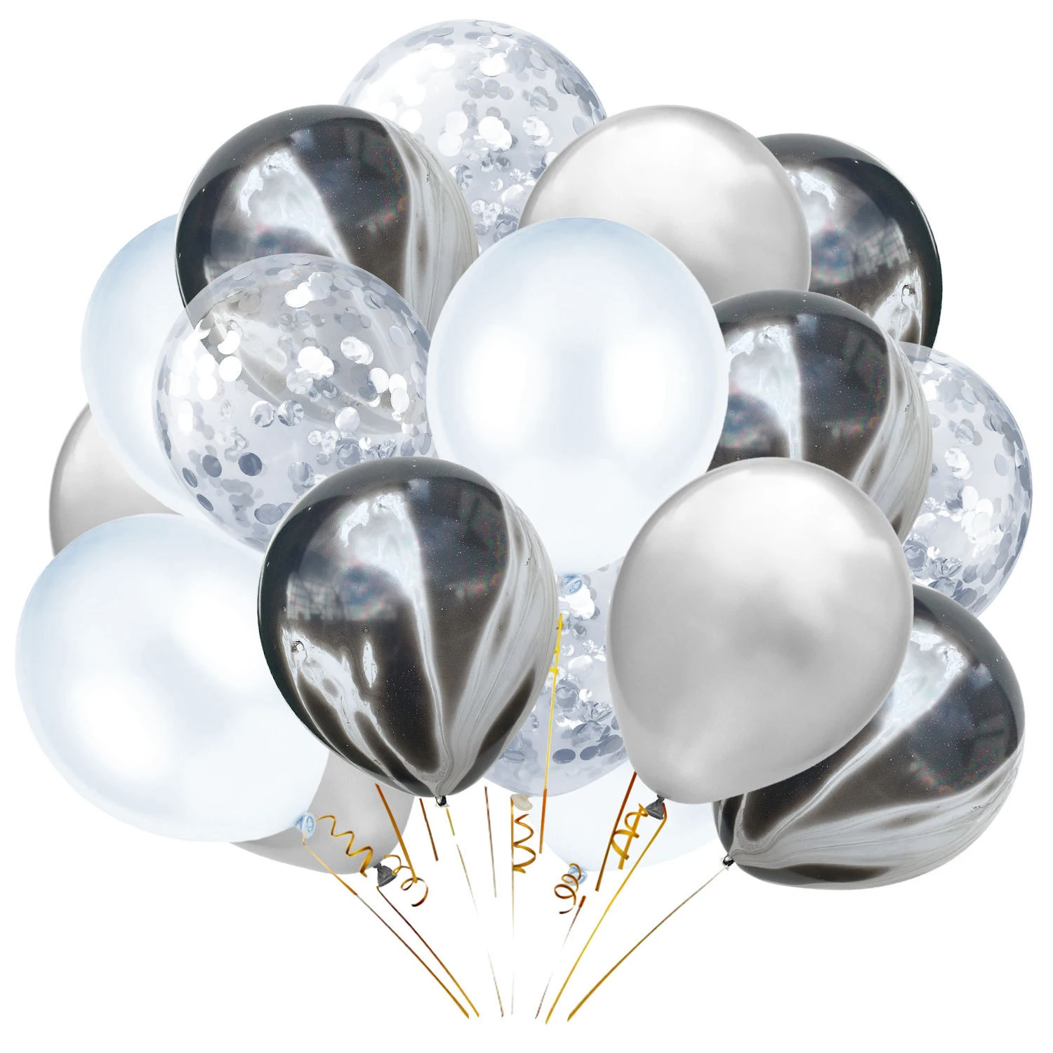 

30 шт./компл. 12 дюймов черный агат Цвет серебро латексный воздушный шар "Конфетти" комплект для свадьбы или «нулевого дня рождения» для детей, ...