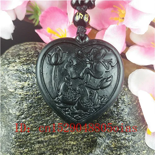 Ожерелье из бисера в форме неразлучников черного и зеленого нефрита | Украшения