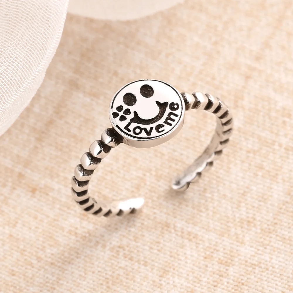 MEETSOFT Ring Imprint Opening For Women Adjustable Smile Retro Jewelry Gift | Украшения и аксессуары