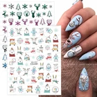 Зимние Рождественские 3D наклейки для ногтей, рождественские наклейки для ногтей, имитация лося, кролика, мультяшный слайдер, дизайнерские наклейки для ногтей, дизайн ногтей, декор сделай сам