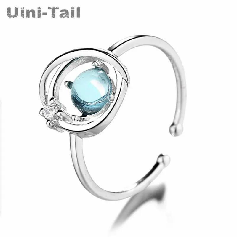 Открытое кольцо Uini Tail из стерлингового серебра 925 пробы с синей фантастической