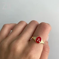 zn 2021 fashion new ins creative simple ring vintage drop oil cherry rings for women girls fashion jewelry gift