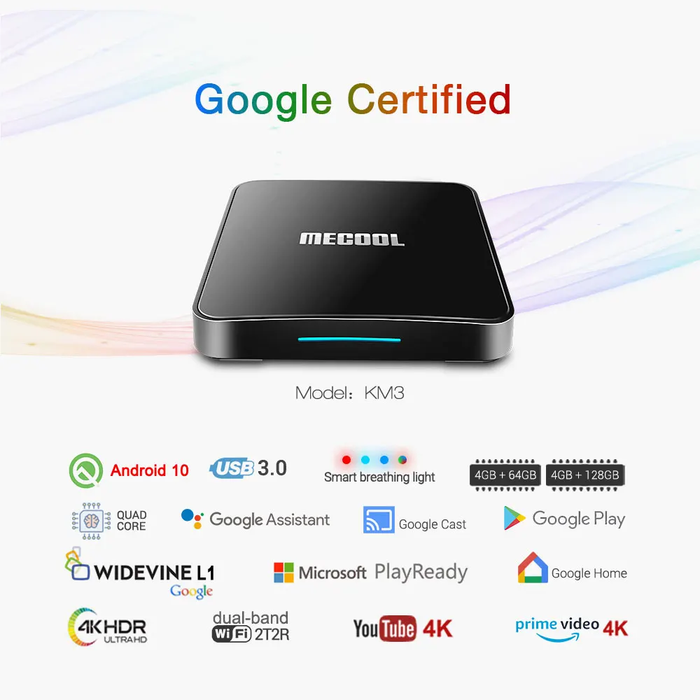MECOOL ТВ Media Player KM3 4 Гб Оперативная память 64G Встроенная на S905X2 4K BT 2 голос Управление
