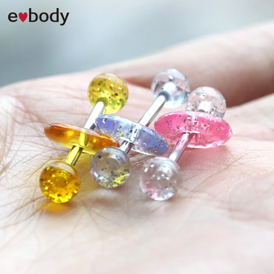 

Bioflexible вафли язык кольца-штанги для сосков УФ пирсинг Модные женские ювелирные изделия