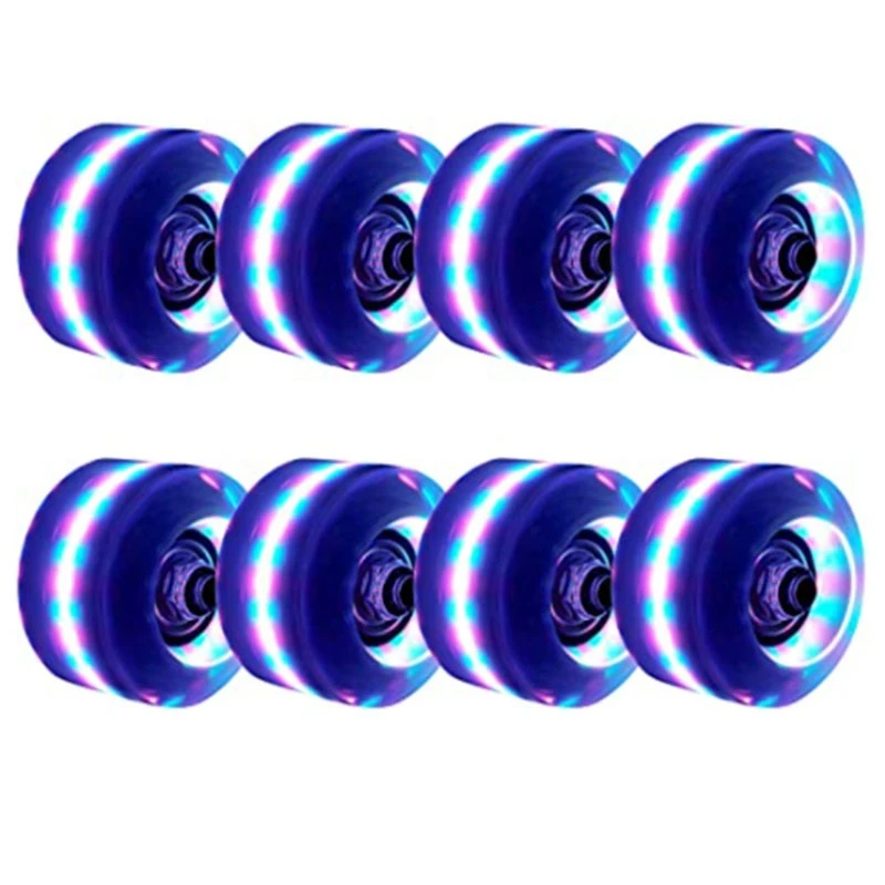 

8Pcs Light Up Quad Roller Skate Wheels 32Mm x 58Mm, Luminous Light Up Quad Roller Skate Wheels with Bearings Installed