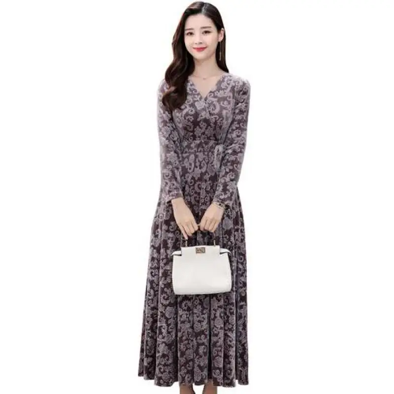 Женское винтажное платье с длинным рукавом приталенное вечернее платье-трапеция