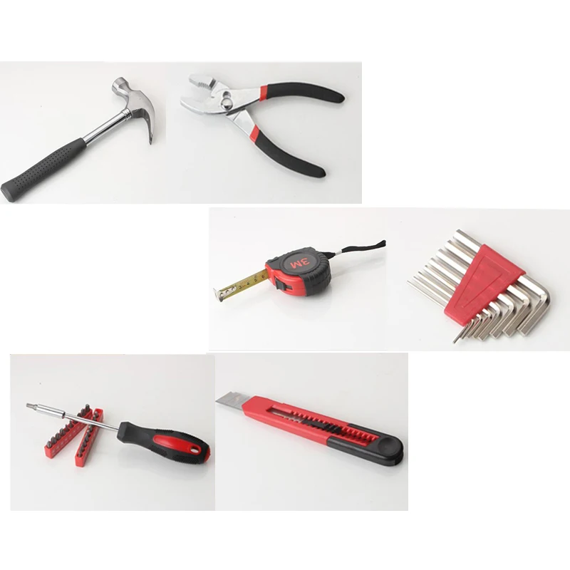 

38Pcs Red Women Hand Tool Set General Household Repair Tools Kit Storage Case Hammer Plier Screwdriver Accessories