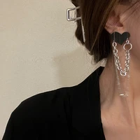 zdmxjl trend fashion women earring punk black heart tassels chain earrings for femel accessories for jewelry 2021 new wholesale