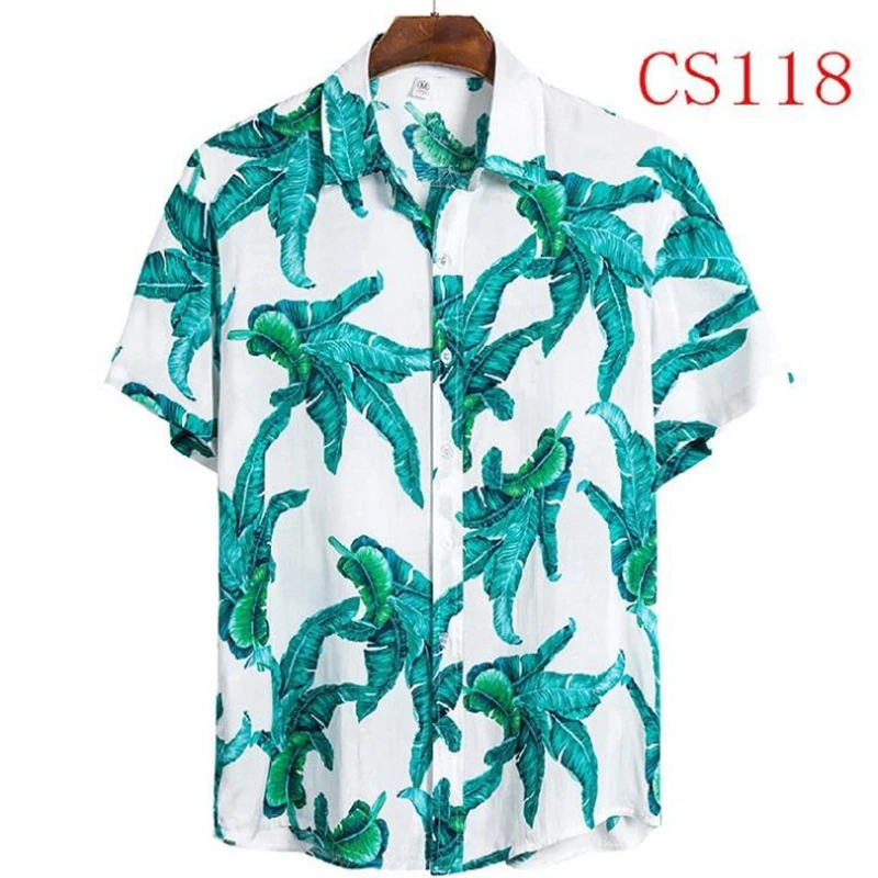 Рубашка мужская с принтом Гавайская Повседневная Блузка на одной пуговице