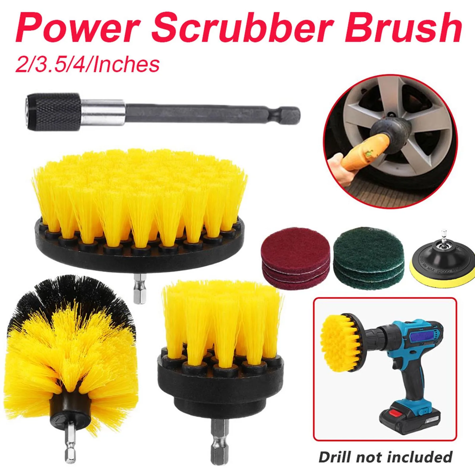 

Cleaning Tools Electric Scrubber Brush Drill Brush Kit Plastic Round Cleaning Brush For Carpet Glass Car Tires Nylon Brushes