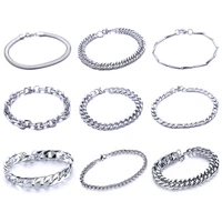 20cm chain bracelet stainless steel curb cuban link chain bracelets for women unisex wrist jewelry fashion punk male bangle gift
