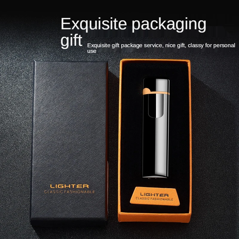 

Mini Long Strip Cigarette Lighter Ultra-thin Metal Windproof Fingerprint Touch Usb Charging Lighter Touch Sensor Switch Lighter