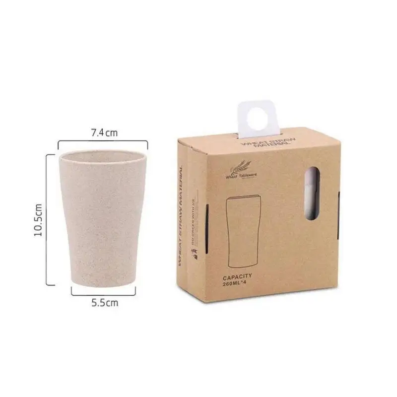 

4Pcs/Set Eco Friendly Healthy Wheat Straw Biodegradable Mug Cup For Water Coffee Milk Juice Tea Mouthwash Toothbrush Cup Bao