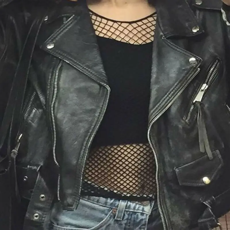 Сексуальная модная повседневная женская черная сетчатая футболка тонкий