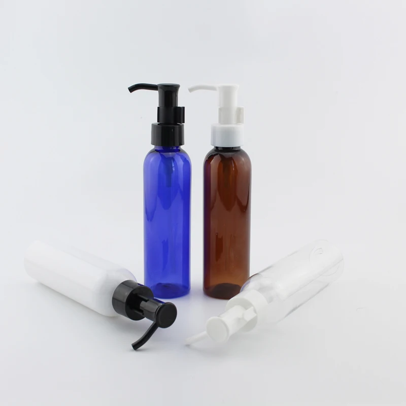 

150ml Round Colored Plastic Bottle With Oil Pump 12Pc Wholesale PET Bottles For Essential Oil Hand Soap Empty Cosmetic Container
