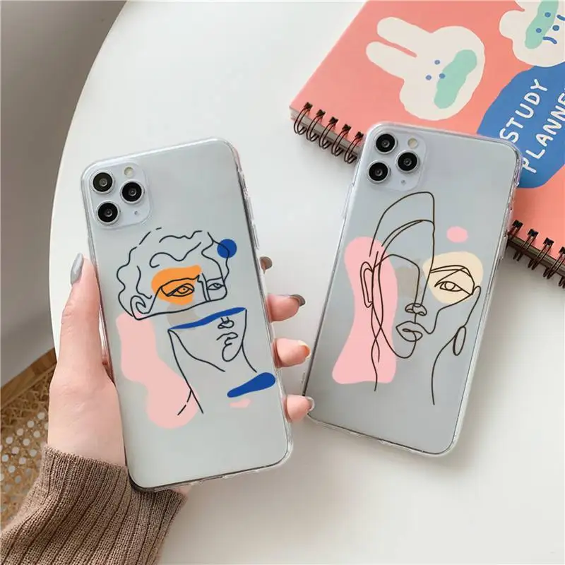 

Art Abstract Phone Case Clear Transparent for iPhone 11 12 13 mini pro XS MAX 8 7 6 6S Plus X 5S SE XR 2020