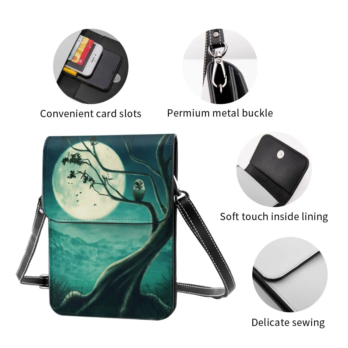 

Fashion Woman Shoulder Bag Night Tree With Owl Ladies Small Bag Wild Simple Female Daily Messenger Bag