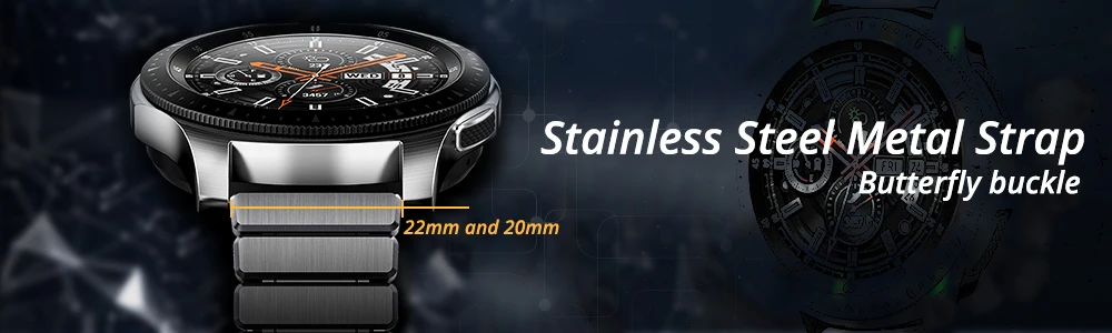 18 мм, 20 мм, 22 мм, ремешок из нержавеющей стали для samsung gear S2 S3, Смарт-часы, браслет, черный, для замены gear S2
