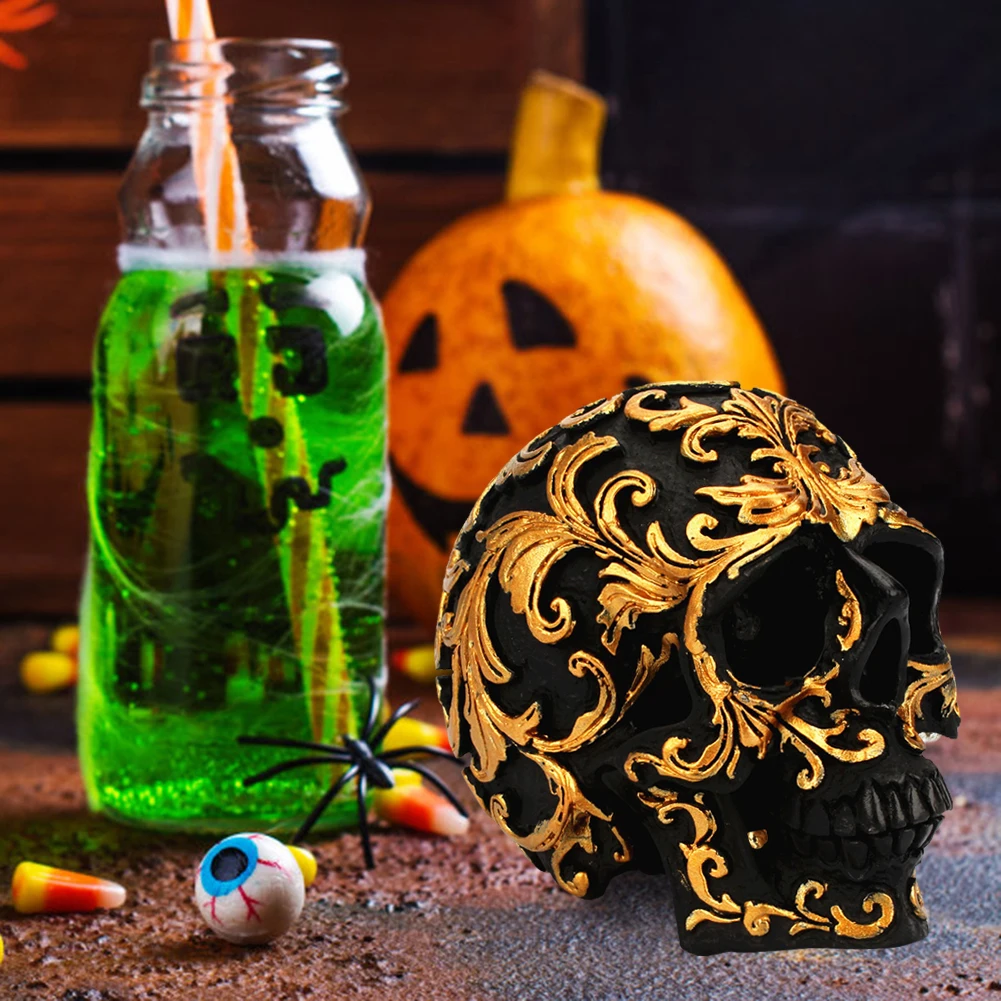 Ужасные смоляные призрачные скелеты Декоративная скульптура черепа Хэллоуин