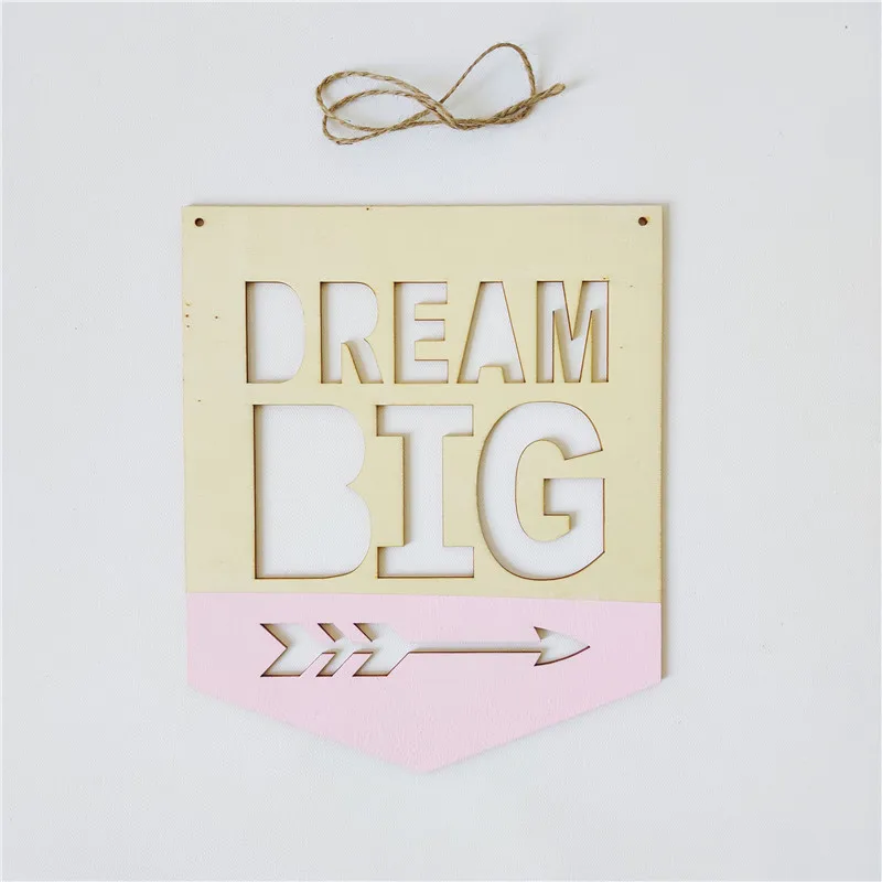 INS деревянный позитивный девиз баннер мечта большой чип настенная висячая