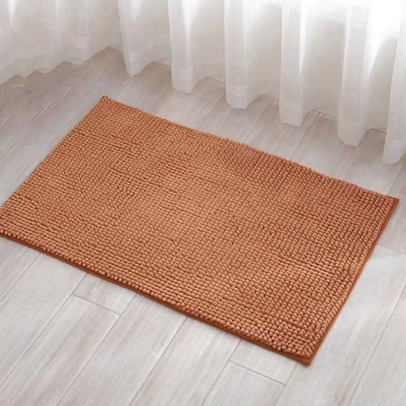 Brown Short-Haired Chenille Doormat Rug Water Absorption Carpet Kitchen Bathroom Carpet Floor Mat for Living Room Anti Slip Bath Mat - Цвет: Brown