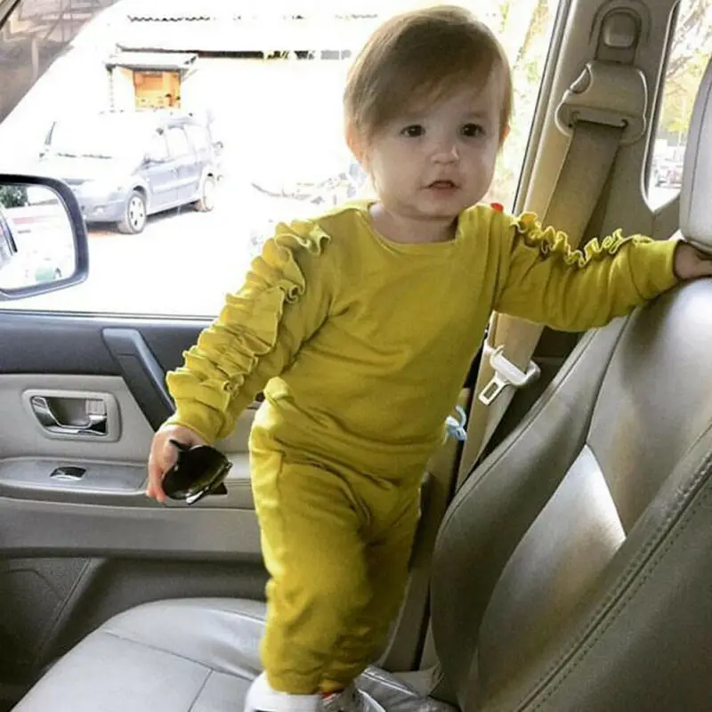 

2Pcs Toddler Kids Girls Cotton Clothes Set Casual Baby Girls Autumn Outfits Long Sleeve Ruffles T-Shirt Tops+Long Pants Clothes