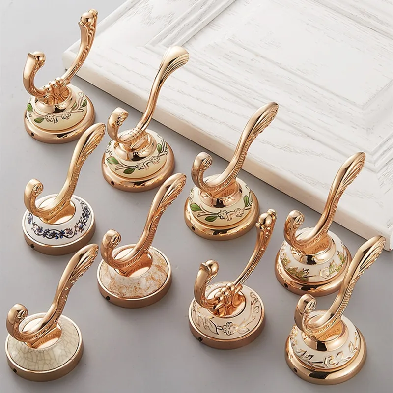

Free shipping Double Robe Hook Clothes Hook Construction Zinc-Alloy Ceramics Finish Bath Hardware Accessory Home Decoration