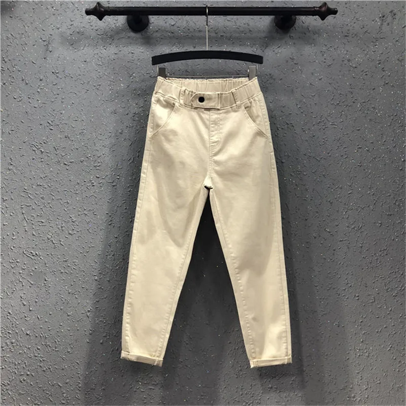 Джинсы женские с эластичным поясом свободные хлопковые брюки-султанки из денима