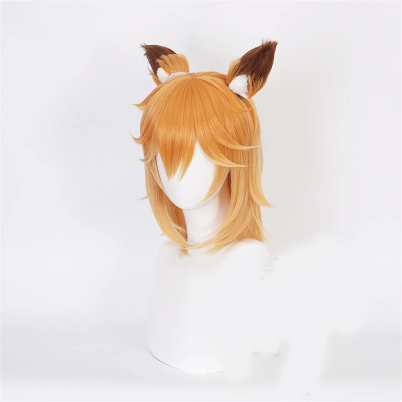 Аниме Sewayaki Kitsune no Senko san короткие синтетические волосы парик + лисички уши косплей