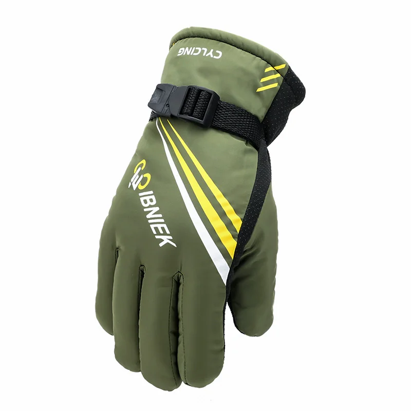style2-green Зимние уличные утолщенные бархатные теплые перчатки мужские для верховой езды Нескользящие износостойкие лыжные перчатки от холода - Цвет: style2-green