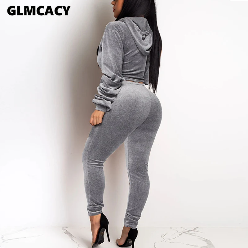 Женский комплект из двух предметов Бархатные толстовки с длинными рукавами и