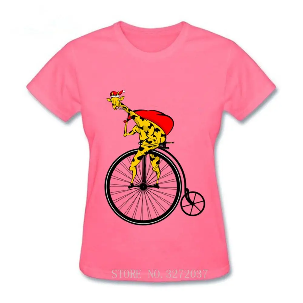 Забавный Жираф Санта Клаус футболка Рождественский подарок милый жираф езда на