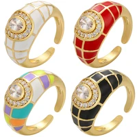 zhukou brass cute gold color spider web ring for women enamel chunky rings opening rings for girls party jewelry wholesale vj212