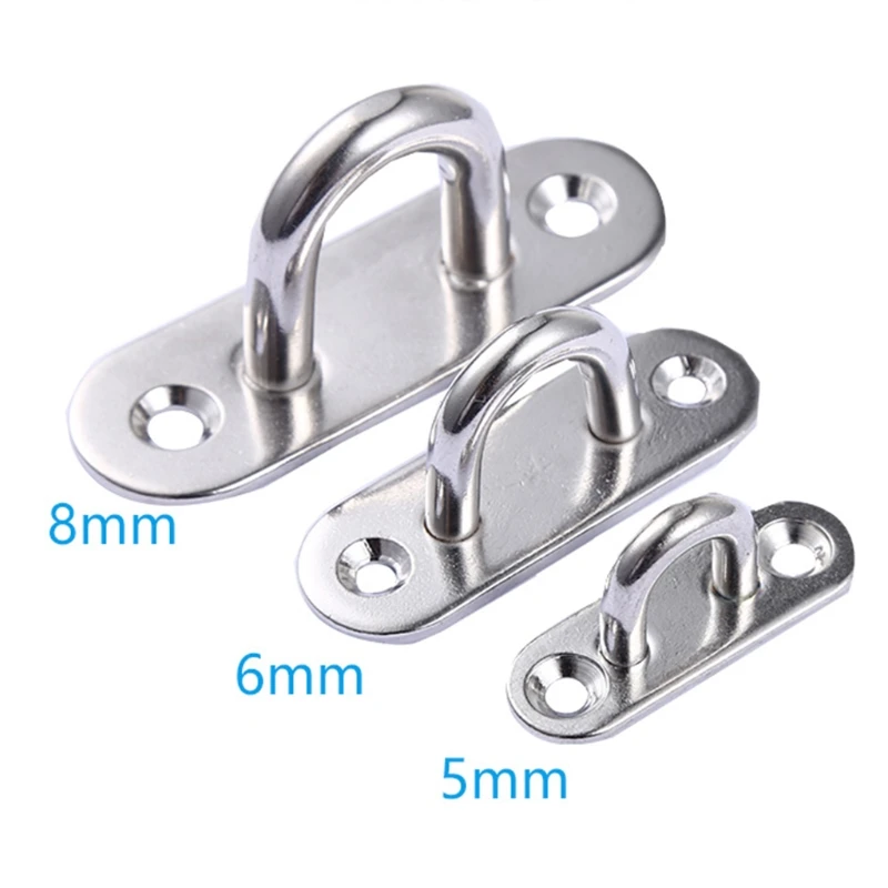 

4Pcs/Set Mount Hook Hanger Hardware Stainless Steel Oblong Pad Eye Plate Staple Ring Hook U Shaped Screws