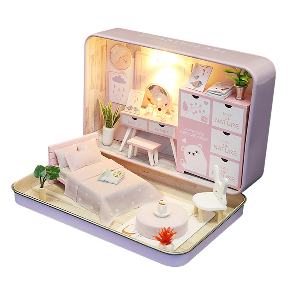 

DIY Doll House Lighting Miniature Doll House Kit Dust Cover Family Toy For Indoors Boys Girls Home Rooms Ornament