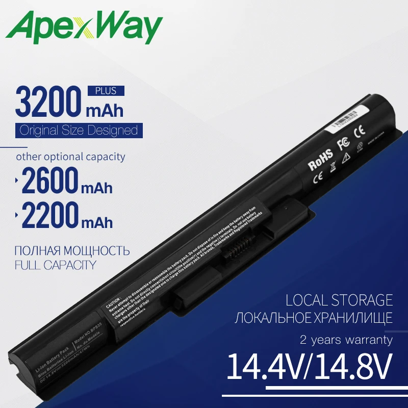 Apexway 4 ячейки Аккумулятор для ноутбука Sony BPS35 VGP VAIO Fit 14E 15E Series|Аккумуляторы