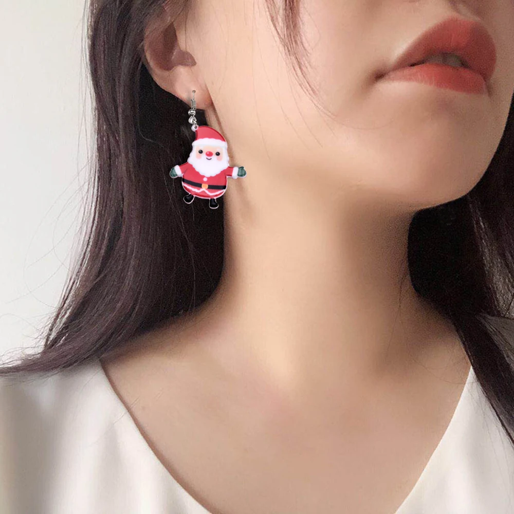

Trendy Santa Claus Pendant Ear Drop Earrings Women Christmas Jewelry Decor Statement Dangle Earrings
