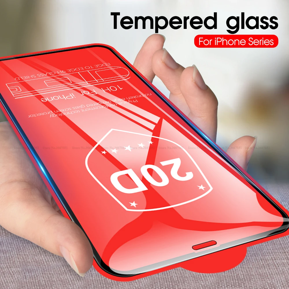 20D закругленные края полное покрытие защитное стекло для iPhone 11 Pro Max 8 7 6 6S Plus Xs Xr X