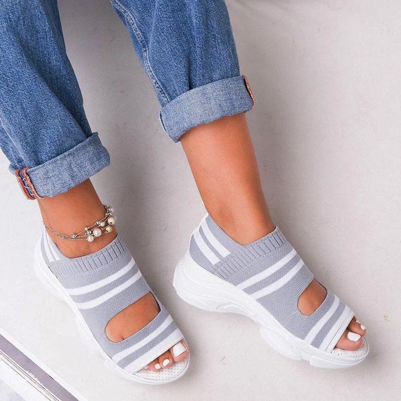 

Women's Sandals Stretch Fabric Casual Woman Shoes Slip On Peep Toe Thick Bottom Platform Ladies Summer Sneakers Female Zapatos