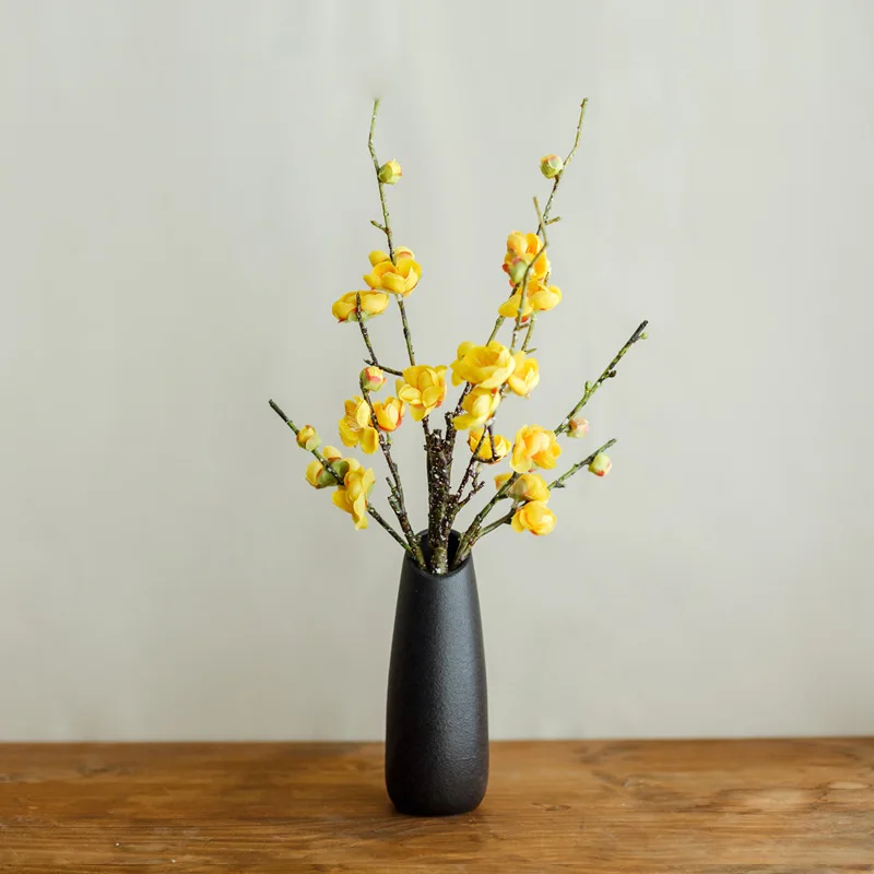

Silk Plum Blossom Branch with Vase Table Decor Artificial Flowers for Wedding Home Decor Table Living Room Peach blossom Sakura