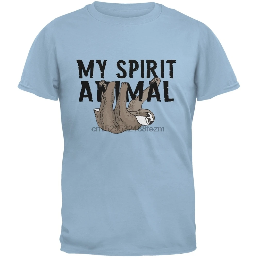 Ленивец мой духа животного светильник синий взрослая Футболка 2X Large|Мужские