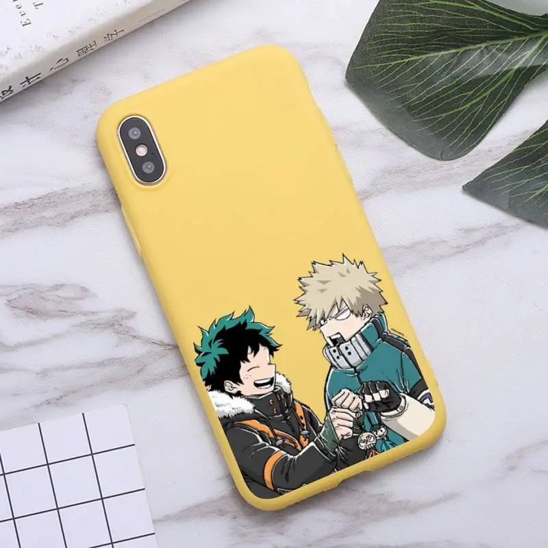 

Hero Academia anime luxury protective Phone Case funda Candy Color for iPhone 6 7 8 11 12 s mini pro X XS XR MAX Plus