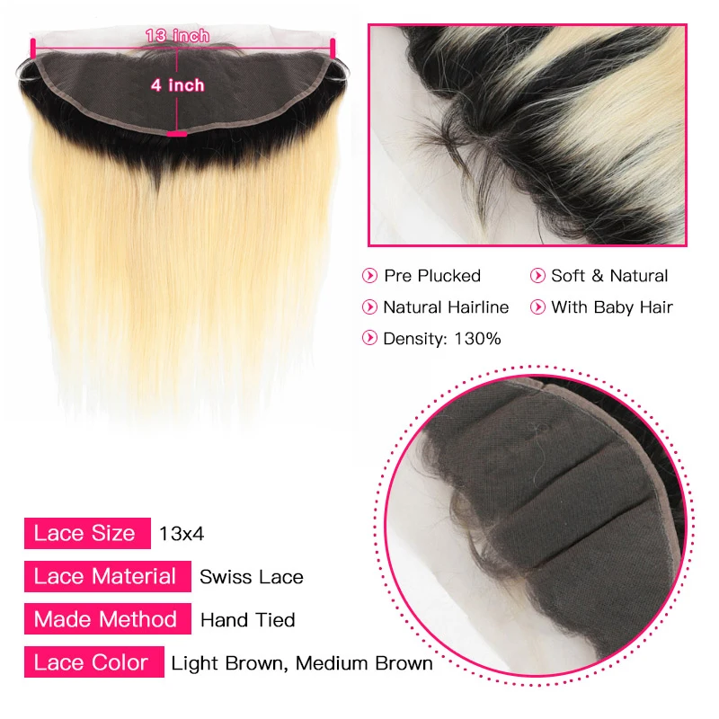 Facebeauty 1B 613 Темно-русый омбре бразильские прямые волосы Remy пучок 3/4 с кружевной